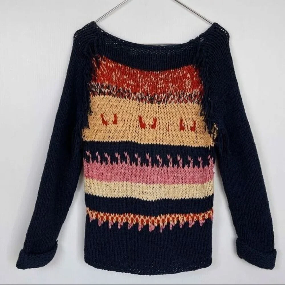 Scotch Soda Maison Scotch Fringe Trim folky bohemian Sweater small - Picture 3 of 8